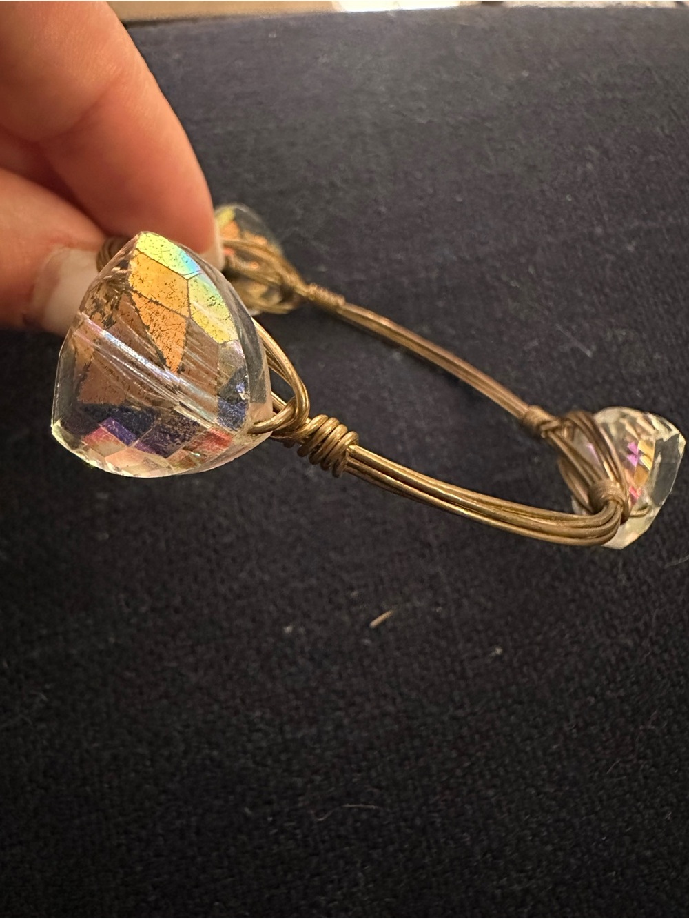 Bourbon & Bowties Gold Wire Crystal Bead Cuff Bracelet - Women Accessories